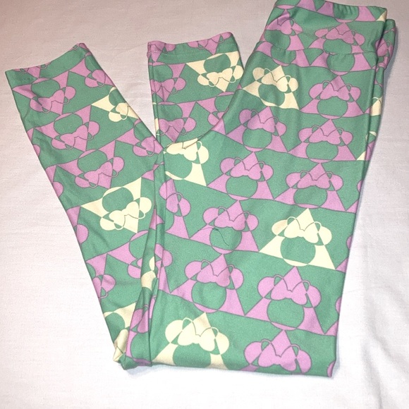 Lularoe Disney Leggings Green Pink Yellow Polyester & Spandex One Size - Picture 14 of 14